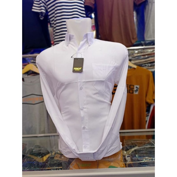 KEMEJA FUSCO WHITE LONG-SLEEVED SHIRT/SHORT-SLEEVED/PLAIN WHITE SHIRT