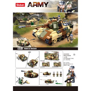 ProudNada Toys ของเล่นเด็ก ตัวต่อ ทหาร รถถัง (กล่องใหญ่สุดคุ้ม) Sluban Army 725 PCS M38-B0859