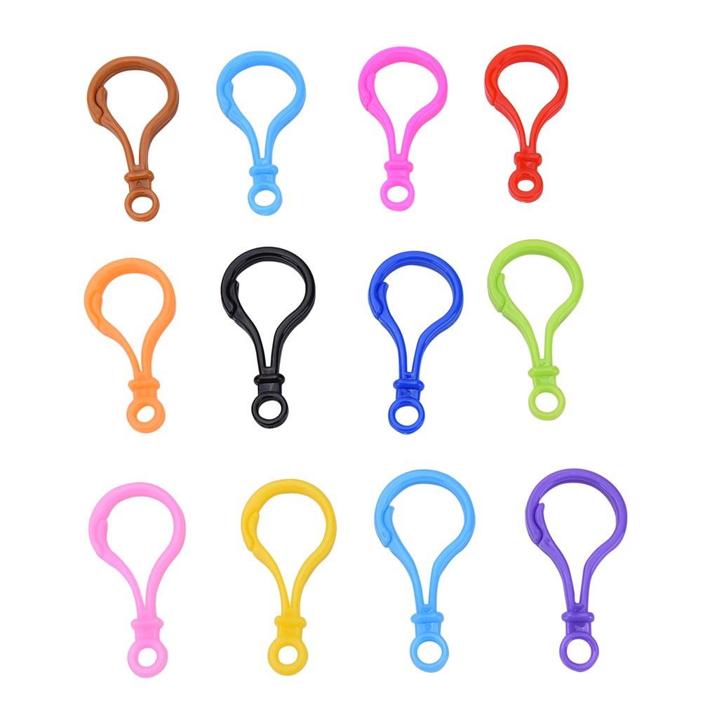 【Purpleredto】100 Pcs Plastic Key Chains Key Rings Multi-Color With Loop ...