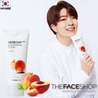 TheFaceShop Herb Day Cleansing Foam Peach 170ml  คลีนซิ่งโฟมทำความสะอาดผิวหน้าผู้ชายสูตรพรีเมี่ยมจากเกาหลี