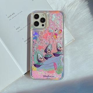 High Cheeks Holographic เคสโทรศัพท์มือถือ ซิลิโคนนิ่ม ลายดิสนีย์ หอยนางรม โฮโลแกรม แต่งกลิตเตอร์ สําหรับ For iPhone 7 8 Plus XR XS X 11 12 13 Pro Max