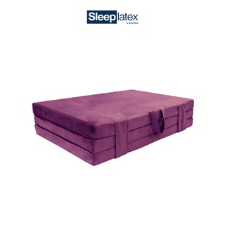 SB Design Square Sleep Latex ที่นอนปิคนิคแบบ 3 พับ ยางพาราแท้หนา 2"  รุ่น Picnic Natural Latex สีม่วง ขนาด 3.5 ฟุต (105*