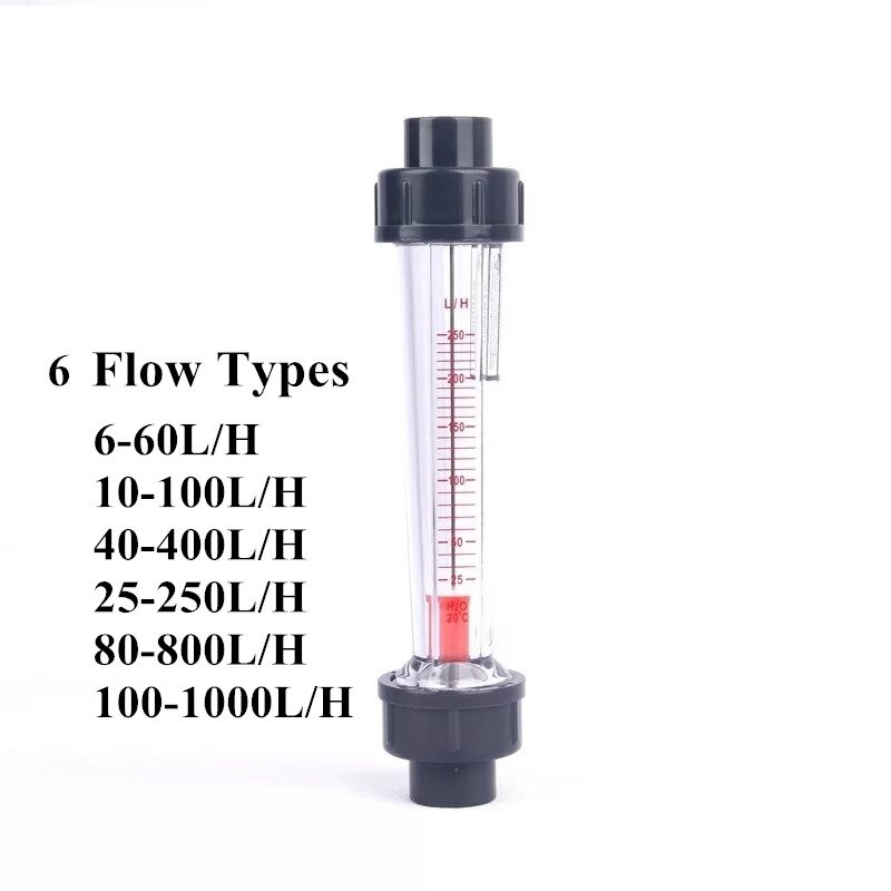 1 PC พลาสติก Flow Meter 6-60L/H 10-100L/H 25-250L/H 100-1000LH Liquid Water Flow Meter Rotameter