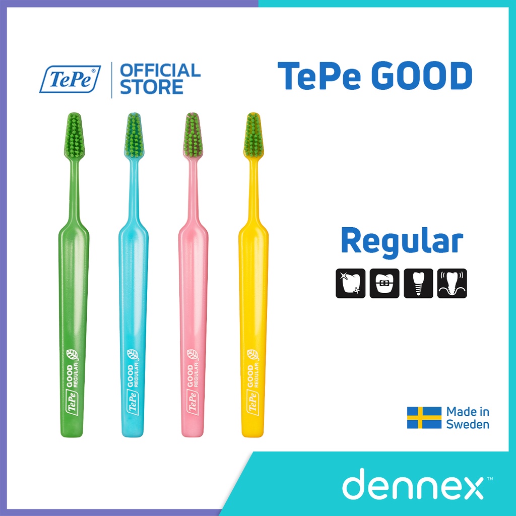 TePe GOOD Regular แปรงสีฟันไบโอ ขนนุ่ม เทเป้ กู๊ด เรกูล่าร์ by Dennex ...