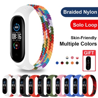 สายนาฬิกาข้อมือไนล่อนถัก แบบเปลี่ยน สําหรับ Xiaomi Mi Band 7 6 5 4 3