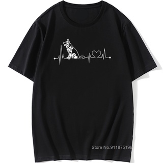 เสื้อยืดครอปเสื้อยืดแขนสั้น ผ้าฝ้ายแท้ พิมพ์ลาย German Shepherd Heartbeat สไตล์วินเทจ สําหรับผู้ชายS-5XL