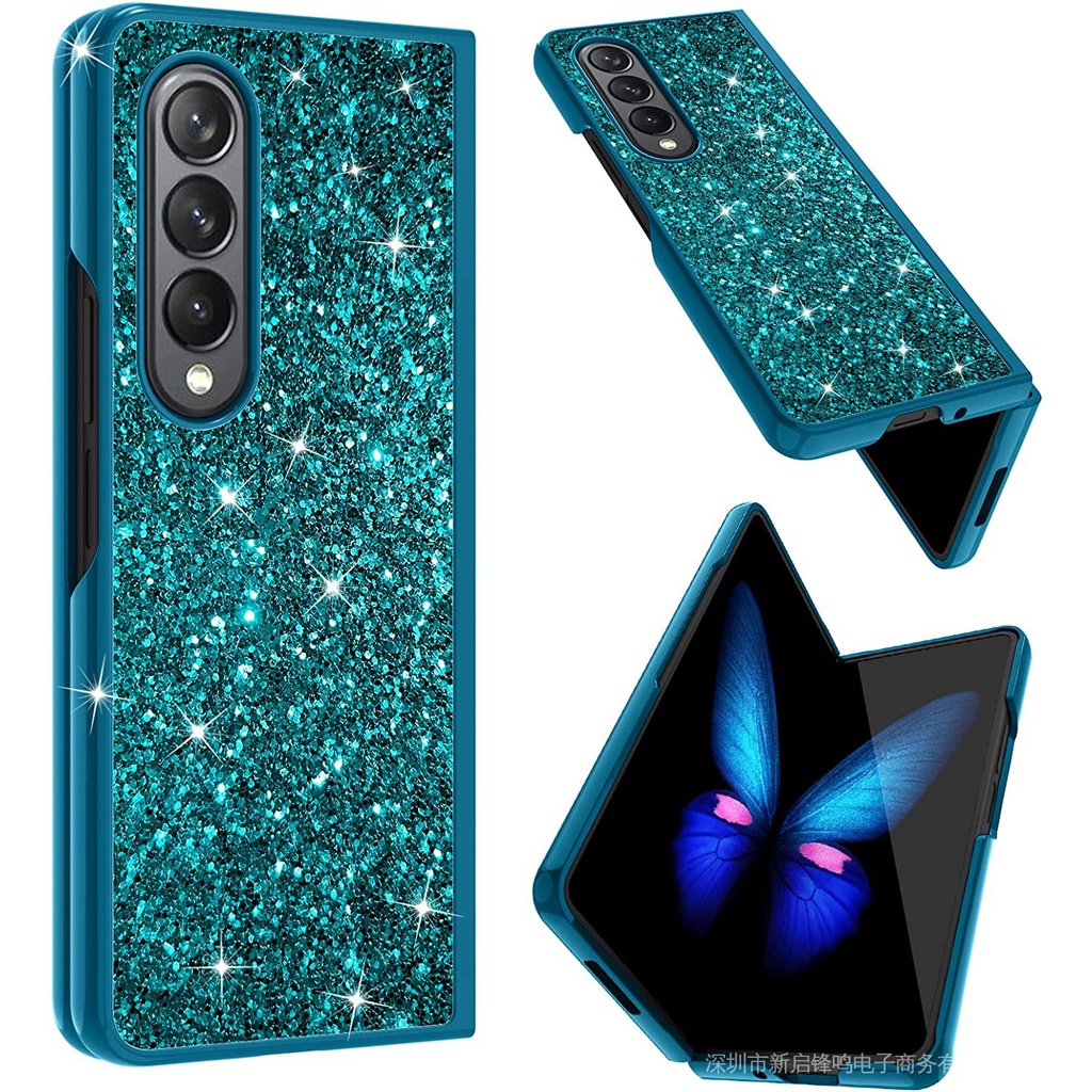 ใช ้ งานร ่ วมกับ Samsung Galaxy Z Fold 4/Samsung Galaxy Z Fold 5/Samsung Galaxy Z Fold 6 Case Bling Glitter Cute Case,กันกระแทกหรูหรา Anti-Skid Galaxy Z พับ 5 กรณี