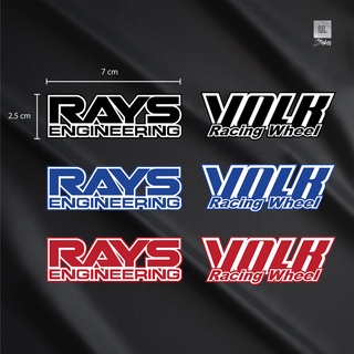 สติ๊กเกอร์ PVC ตกแต่งล้อ RACING RAYS 4 ชิ้น และ VOLK 4 ชิ้น Sticker Car Wheel สติ๊กเกอร์ติดล้อ  8 PCS/Set สีขาวดำ (WE07)