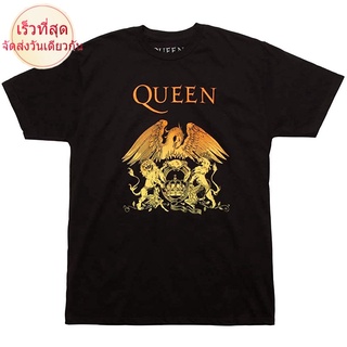 100%cotton เสื้อยืดผู้ชายแฟชั่น Queen Crest Gradient Logo T-Shirt men เสื้อ ยืด ผู้ชาย คอกลม โอเวอร์ ไซส์