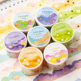 สติกเกอร์เทปวาชิ ลายก้อนเมฆ สีบรอนซ์ 3 เมตร สําหรับตกแต่งไดอารี่ นักเรียน DIY