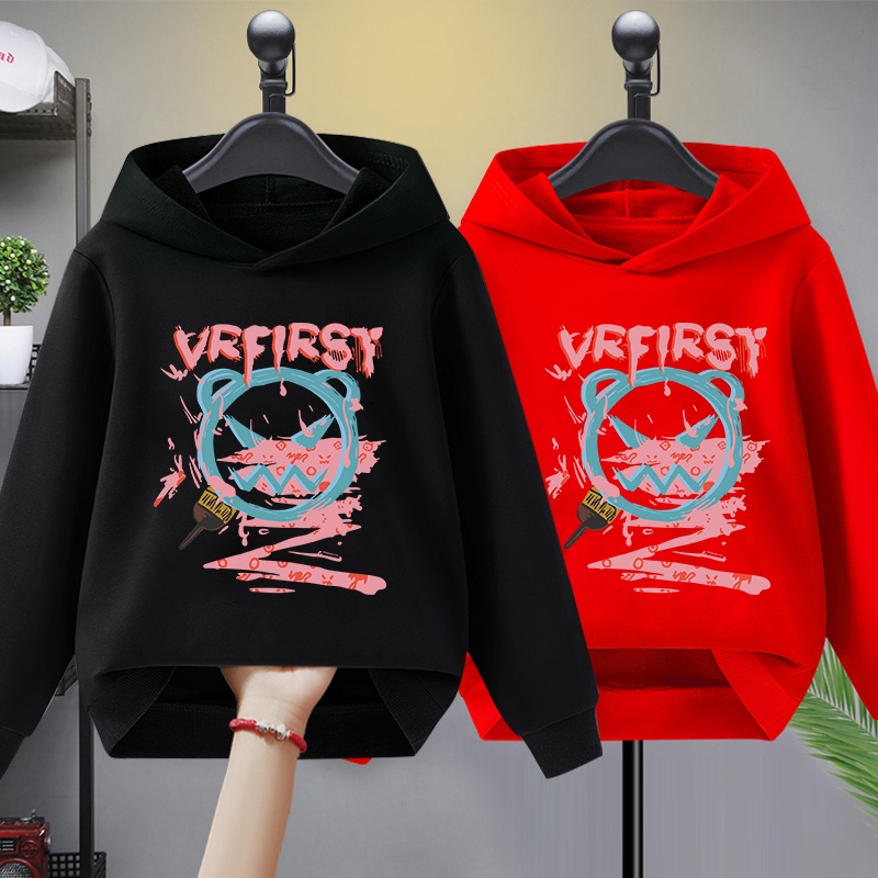 E196เสื้อเด็กแขนยาวมีฮู้ด สำหรับเด็กชายและเด็กหญิง.ลายแฟชั่นนานาชาติใส่ได้ทั้งเทียวออกกำลังกายได้