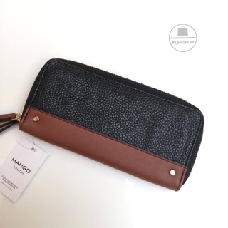 MANGO : Faux Leather Wallet (outlet) สีดำ