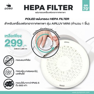 ลด70% POLED [แผ่นกรอง] ไส้กรอง HEPA FILTER  (จำนวน 1 ชิ้น) กรองได้มากกว่าPM2.5ถึง800เท่า สำหรับเปลี่ยน 1ชิ้น