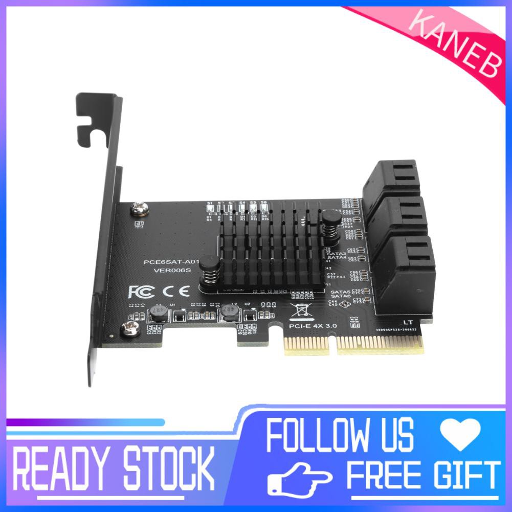 Kaneb การ์ดขยาย PCIE เป็น 6-Port SATA3.0 ฮาร์ดดิสก์ 6G PCI‐E3.0 GEN3 4X อะแดปเตอร์ฮับอินเทอร์เฟซ