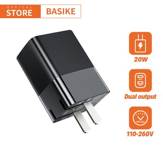 BASIKE AT50P 3A เครื่องชาร์จ 20W หัวชาร์จเร็ว หัวชาร์จ USB/Type-C/PD Fast Charge อุปกรณ์ชาร์จ Charging