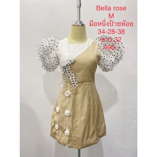 เดรสสั้น สีเหลือง ขาว มือหนึ่งป้ายห้อย BELLA ROSE SIZE M