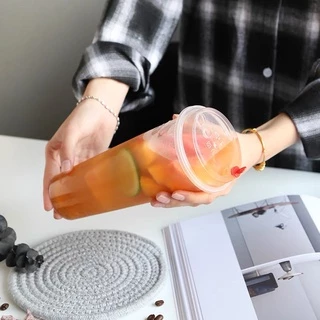 TH แก้วPPพร้อมฝา【25ชุด】]แก้วกาแฟชานมไข่มุกพลาสติกใสทรงแข็งใช้แล้วทิ้ง 90 มิลลิเมตรเหมาะกับร้านชานมไข่มุก ร้านกาแฟ
