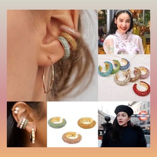 ต่างหูห่วงเพชร Ear Cuff แบบคล้อง ไม่ต้องเจาะ สวยหรู แนวเกาหลี คุณภาพดี ไม่แพ้