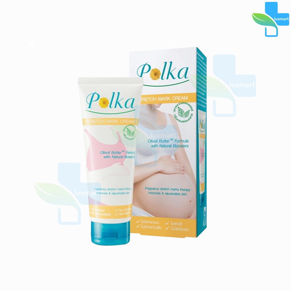 Polka Stretch Mark Cream พอลก้า ครีมทาท้องลาย 50 กรัม [1 หลอด] GG 8304 สูตรกลิ่นหอมผ่อนคลาย ท้องแตกลาย ครีมทาท้องแตกลาย
