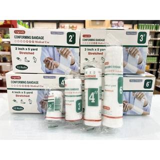 ผ้ายืดพันแผล ผ้าพันแผล ก๊อซม้วน กอซม้วน Longmed Conforming Bandage Elastic Gauze (1 กล่อง 12 ชิ้น)