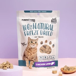 🐾 ขนมแมว ตับไก่ฟรีซดราย 100%(Purrfect Paw) ดีต่อสุขภาพ บำรุงขน ขนมแมวไม่เค็ม ขนมแมวฟรีซดราย Freeze dried แมว