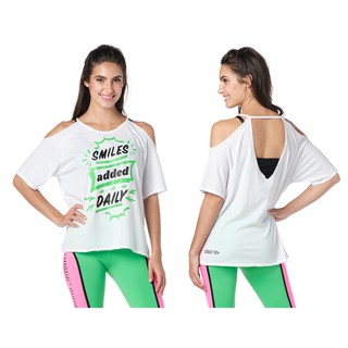 Smiles Added Daily Cold Shoulder Top (เสื้อยืดออกกำลังกายซุมบ้า)