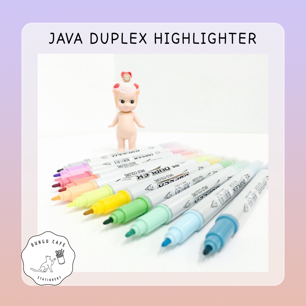 JAVA Duplex Hihglighter Twin Head Pastel // จาวา ปากกาเน้นข้อความ ไฮไลท์เตอร์ 2 หัว เซตสีพาสเทล 12 สี