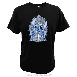 เสื้อยืด ผ้าฝ้าย พิมพ์ลายการ์ตูน Stitch Iron Throne And Sword Little Monster สร้างสรรค์ สําหรับผู้ชาย NB321GRE18784