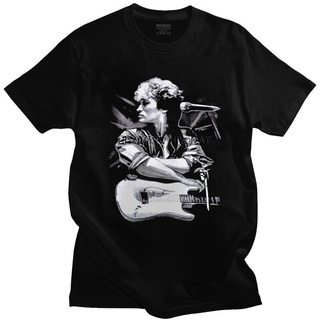 ROUNDคอลูกเรือNeckเสื้อยืดแขนสั้นลําลอง ผ้าฝ้าย แบบนิ่ม พิมพ์ลาย Viktor Tsoi Guitar สไตล์รัสเซีย ร็อค คีโน่ สตรีท แฟชั่น