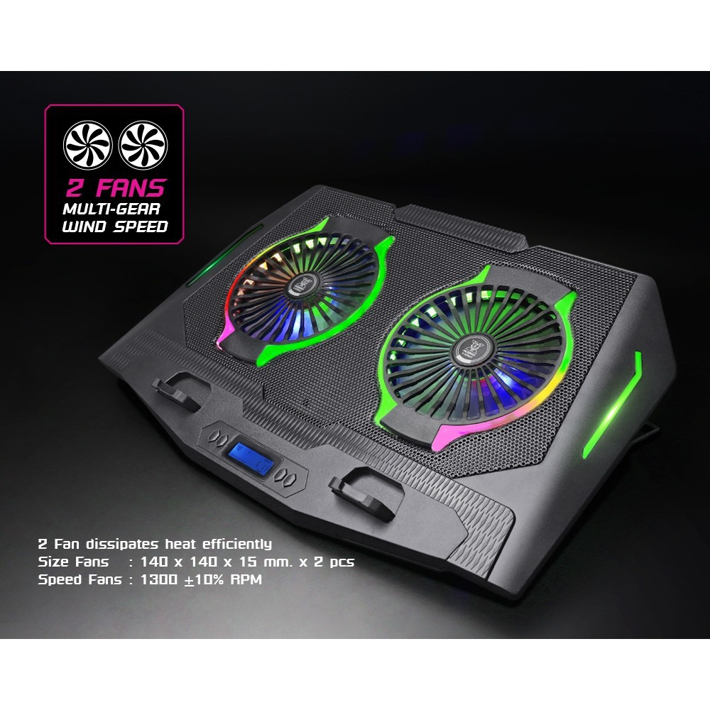 พร้อมส่ง พัดลมโน๊ตบุ๊ค เกมมิ่ง NUBWO Sindel NX-F2 RGB Gaming Cooling Pad # มาใหม่กว่า signo SPECTRO CP-510