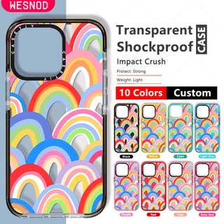 แฟชั่นใสแข็งกันกระแทกไอโฟนCasetify เคสโทรศัพท์มือถือ ลาย Happy Rainbows เรียบง่าย หลากสี สําหรับ Marta Olga Klara For iPhone 12 11 7 8 Plus 13 Pro Max Xs Xr X Miniนิ่มซิลิโคนใส TPU ยี่ห้อบางปกป้องฝาปิดคุณภาพสูง