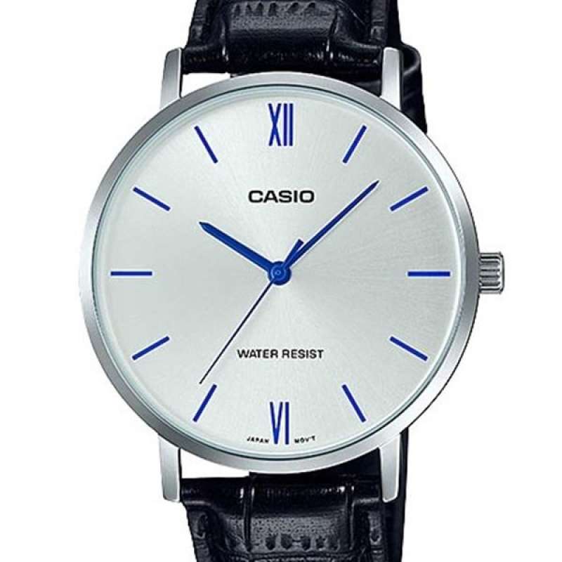 Win Watch shop นาฬิกาCasio รุ่น MTPVT01L7B1 นาฬิกาผู้ชาย สายหนังสีดำ หน้าปัดสีขาวรับประกัน CMG 1 ปีเ