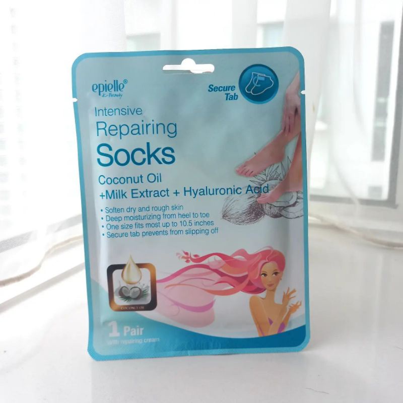 🦶🏻Foot pack Intensive repairing socks 🧦🧪Coconut oil + milk extract + hyaluronic acid