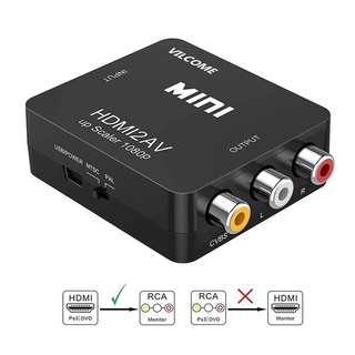 กล่องแปลง HDMI to AV (RCA) หัวแปลง HDMI เป็น AV ( HDMI to AV converter) ตัวแปลงสัญญาณ HDMI2AV 2v8W