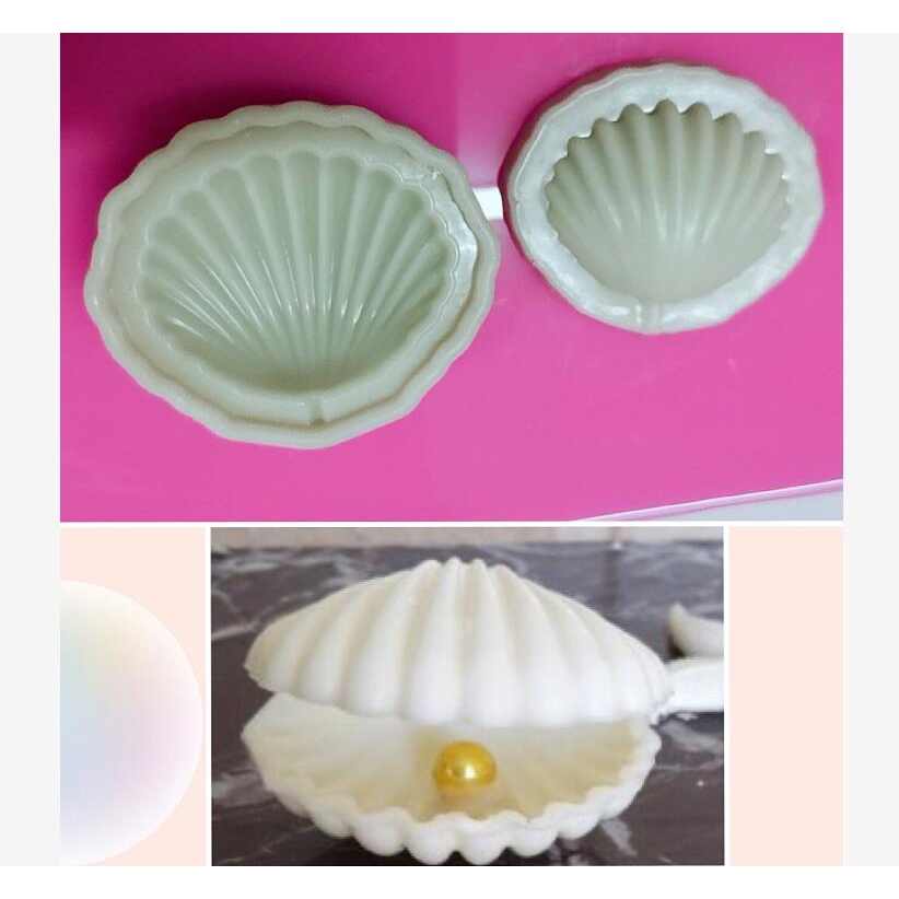 แม่พิมพ์ซิลิโคน รูปเปลือกหอย ไข่มุก ดอกไม้ 3D สําหรับตกแต่งเค้กแต่งงาน ฟองดองท์