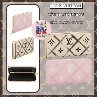 หลุยส์วิตตอง  Louis Vuitton   Zippy Collection Empreinte โมโนแกรม/หนังลูกวัวลายขวาง/ยาว/กระเป๋าสตางค์/กระเป๋าสตางค์ซิป/u