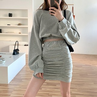 grey sweater with mini skirt 🗞