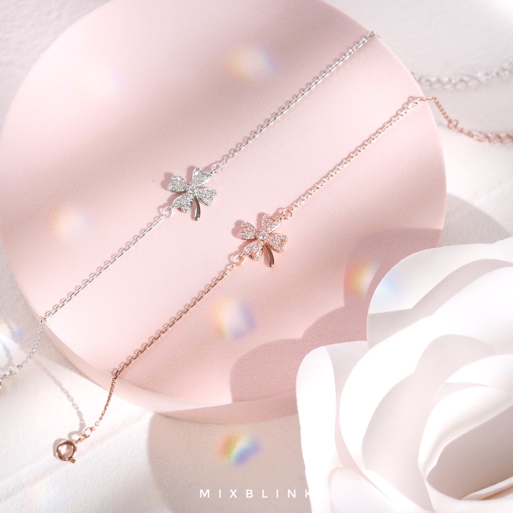 สร้อยข้อมือ เงินแท้ 92.5% ส่งฟรี EMS ♡ รุ่น Lucky ♡ - ใบโคลเวอร์ นำโชค