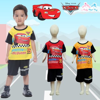 ชุดแฟชั่นเด็กเล็กผู้ชาย Disney Cars เสื้อแขนสั้นสีเหลือง กางเกงขาสั้นสีดำ สุดเท่ห์ ลิขสิทธิ์แท้ (สำหรับเด็กอายุ 1-3 ปี )