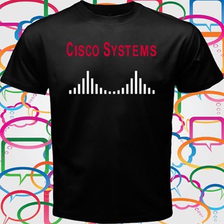 Cisco เสื้อยืดลายโลโก้สีดำสำหรับผู้ชายS-5XL