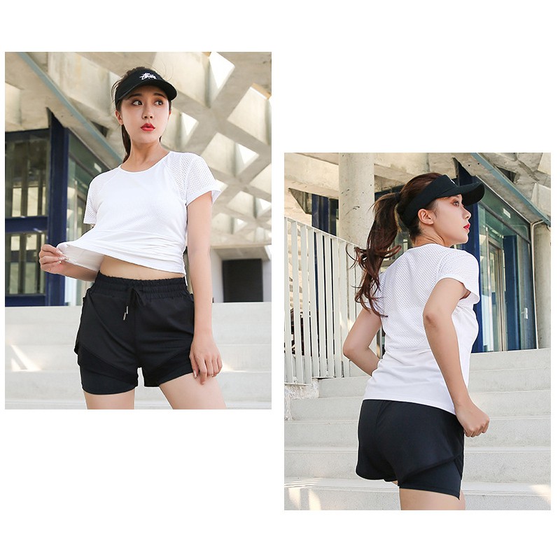 (5XL-XL) กางเกงวิ่งขาสั้นผู้หญิง ไซส์ใหญ่ คนอ้วน สาวอวบ พลัสไซส์ ออกกำลังกาย มีซับใน กระเป๋าข้าง iRunmall #PS39 - รูปที่ 4