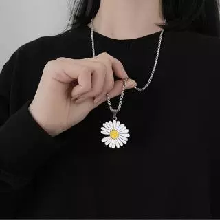 สร้อยคอโซ่ ประดับจี้ดอกเดซี่ แฟชั่นสไตล์ฮิปฮอป