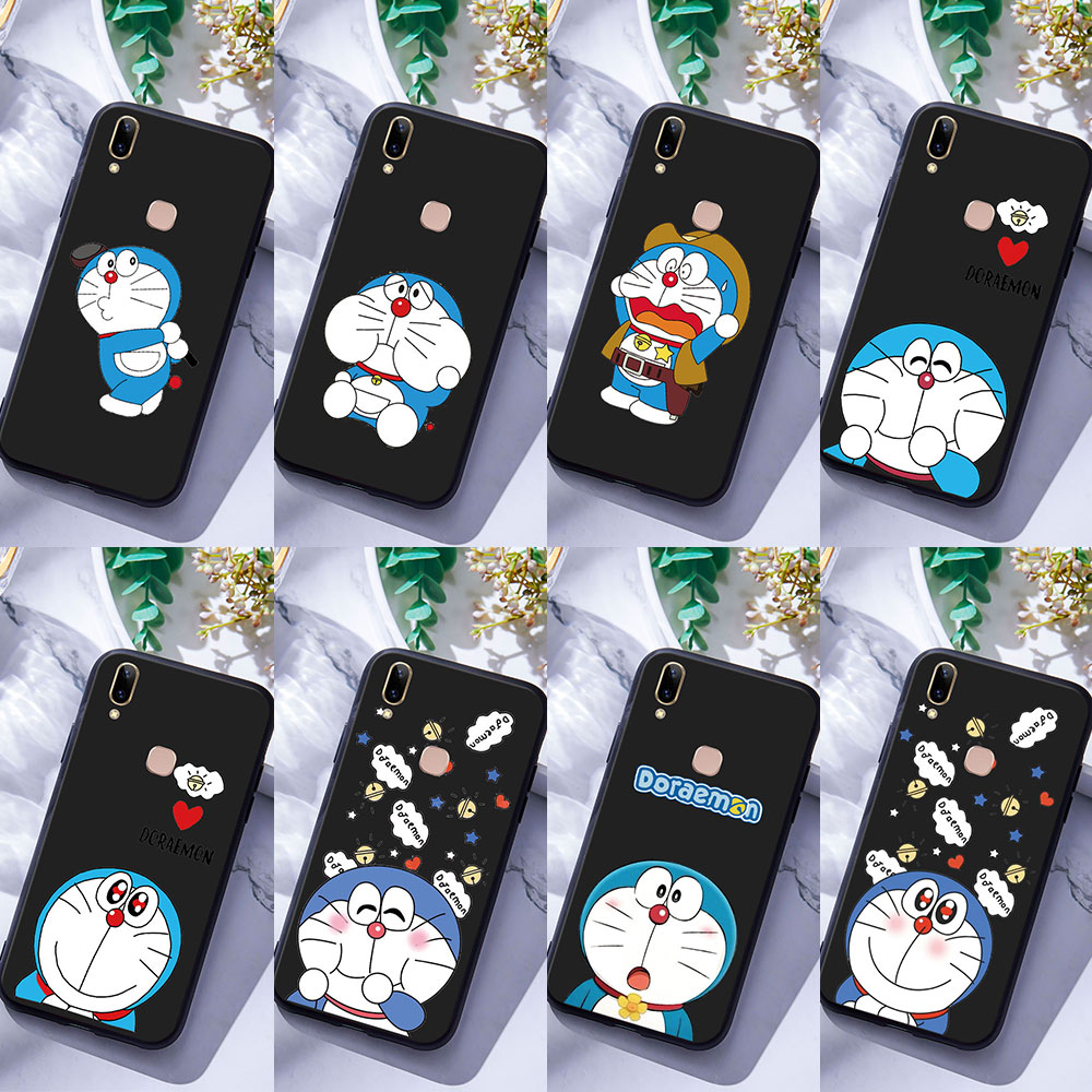 เคสโทรศัพท์ Vivo Y81 Y81i Y85 Y91 Y91i Y91C Y95 เคสซิลิโคน TPU นุ่ม พื้นดำ ลายโดราเอมอน