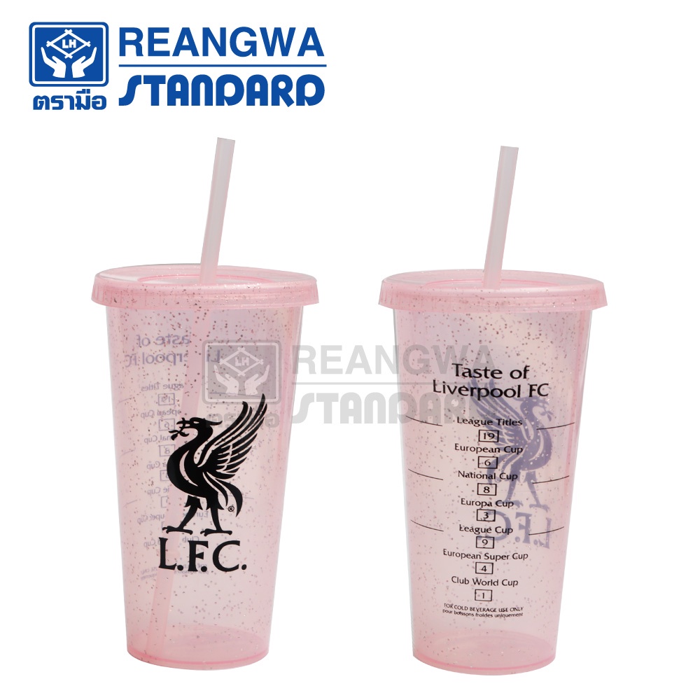 REANGWA STANDARD แก้วน้ำกลิตเตอร์ LIVERPOOL ขนาด 500 ml.สินค้าลิขสิทธิ์แท้จากสโมสรฟุตบอลลิเวอร์พูล (4ใบ/ชุด) RW 6102+3P4