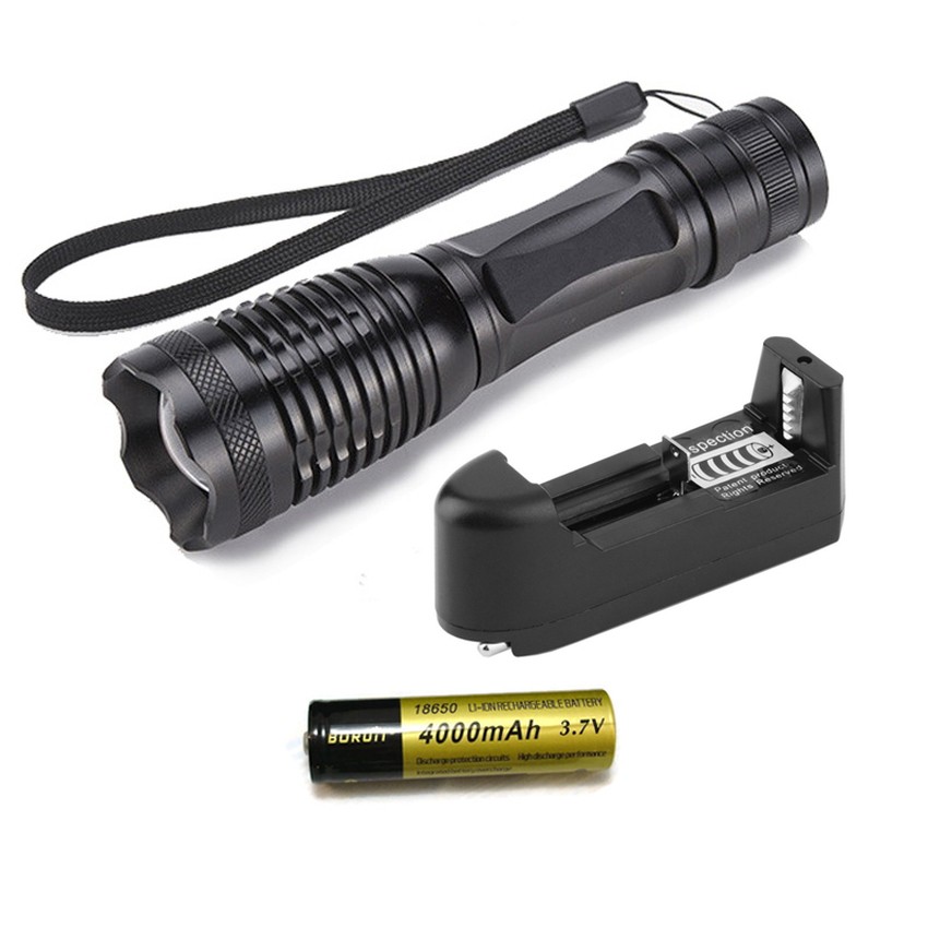 BORUIT ไฟฉายสว่างสูงCREE XML-T6 5 Modes 2000 Lumens (สีดำ)