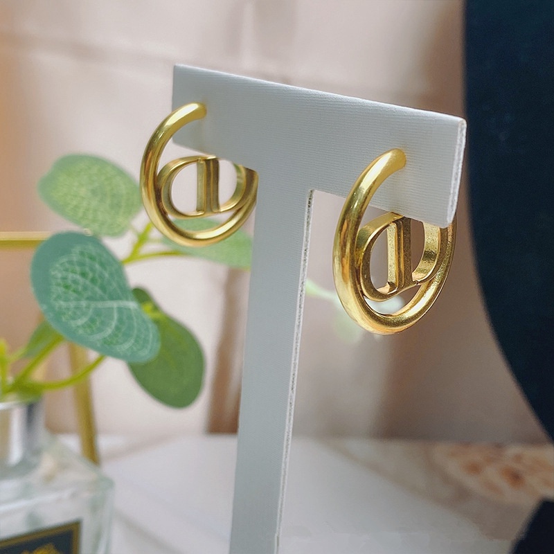 ต่างหูสตั๊ด รูปตัว C ทรงเรขาคณิต สไตล์เรโทร แฟชั่นสําหรับผู้หญิง - รูปที่ 2