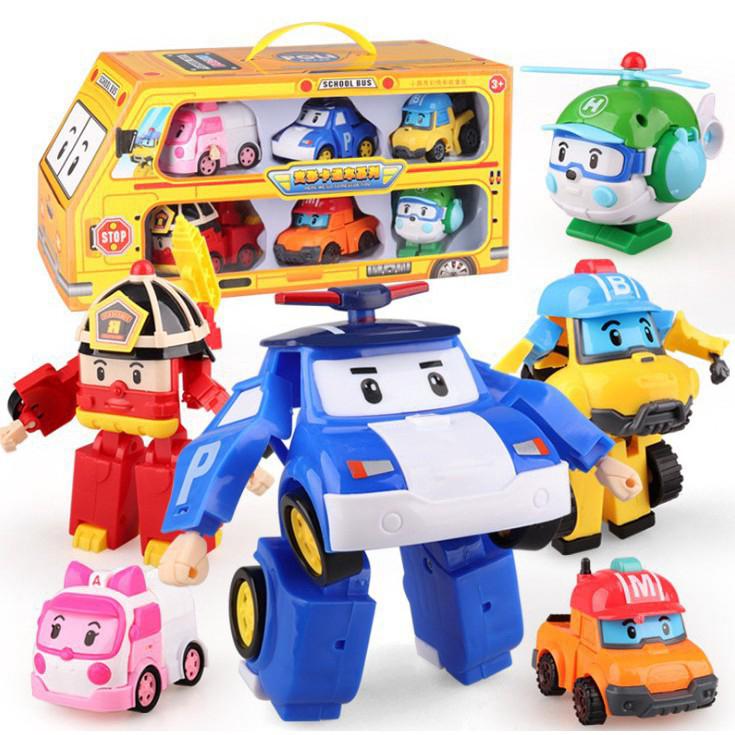 6 in 1 robocar poli heroes หุ่นยนต์รถของเล่นเด็ก