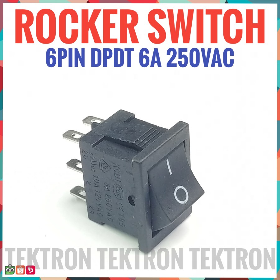 ZN Rocker Switch 6Pin DPDT 6A 250VAC 2 ตําแหน่ง 6P ON OFF Switch