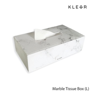 KlearObject Marble Tissue Box-L กล่องทิชชู่ลายหินอ่อน ผลิตจากอะคริลิคเกรด A เงางาม วัสดุพรีเมี่ยม ใส่ทิชชู่แผ่นยาว