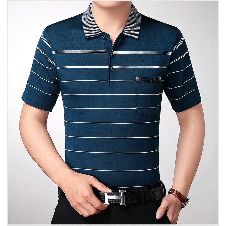 2022 Real Pocket Bodybuilding Short Sleeve Polo Shirt Men Striped Polos Summer Pol Tee Shirts Mens Dress Poloshirt Jerse #4